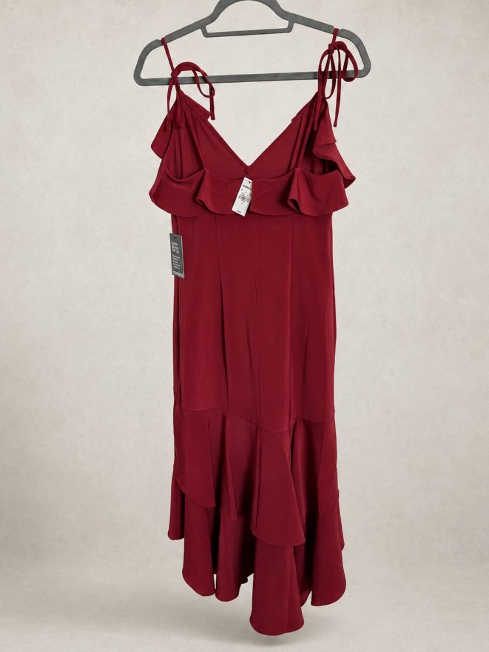 Express Raspberry Ruffle High-Low Tie-Shoulder Dress Size 8
